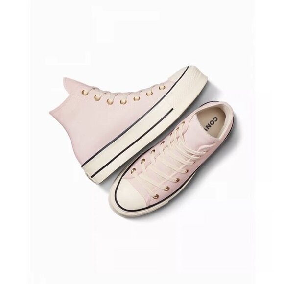 Converse CTAS Lift Hi Platform Suede Pale Petal Ivory Black A13823C Women’s Size - Picture 2 of 5
